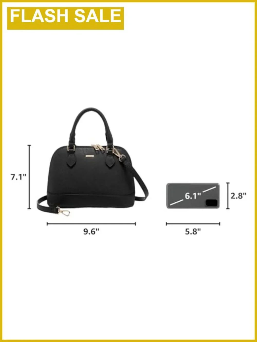 Faux Leather Crossbody Satchel Bag with Double Zip Adjustable Strap